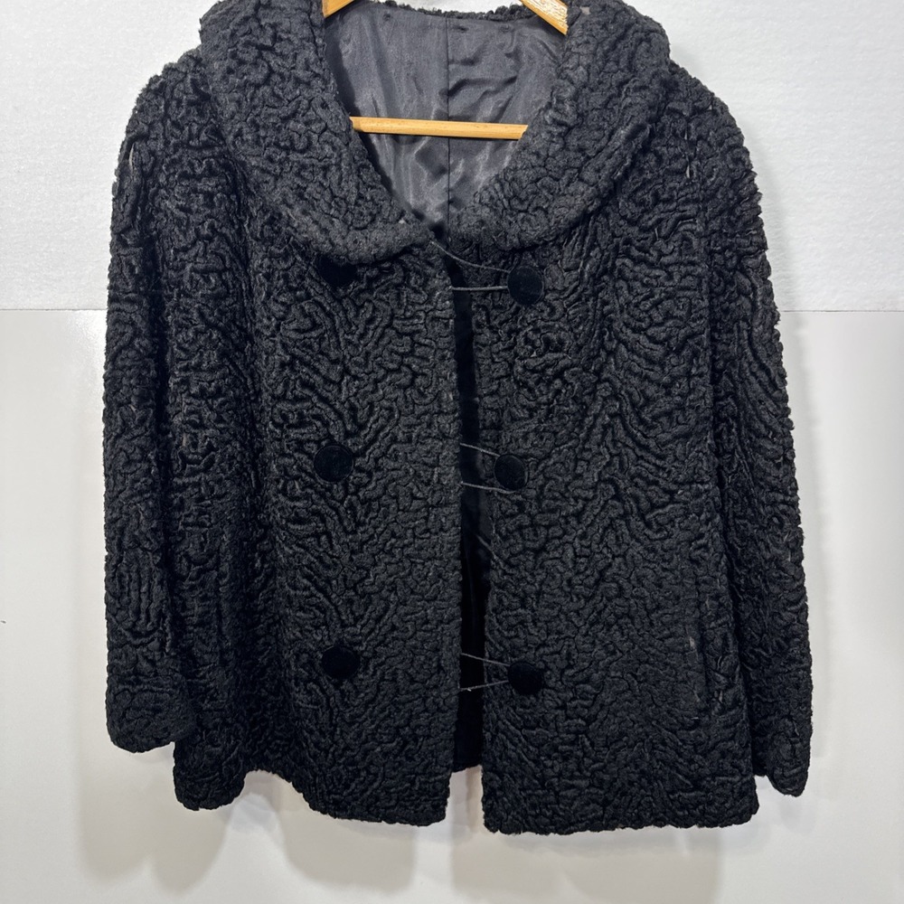 Real‎ Persian Lamb Fur straight  jacket coat  KARAKUL ASTRAKHAN